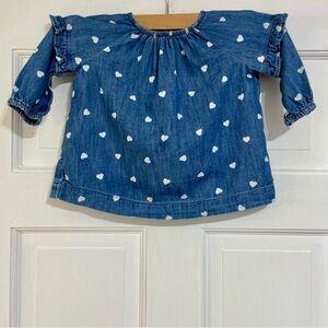 Gap Baby 3/6 mos denim shirt with hearts